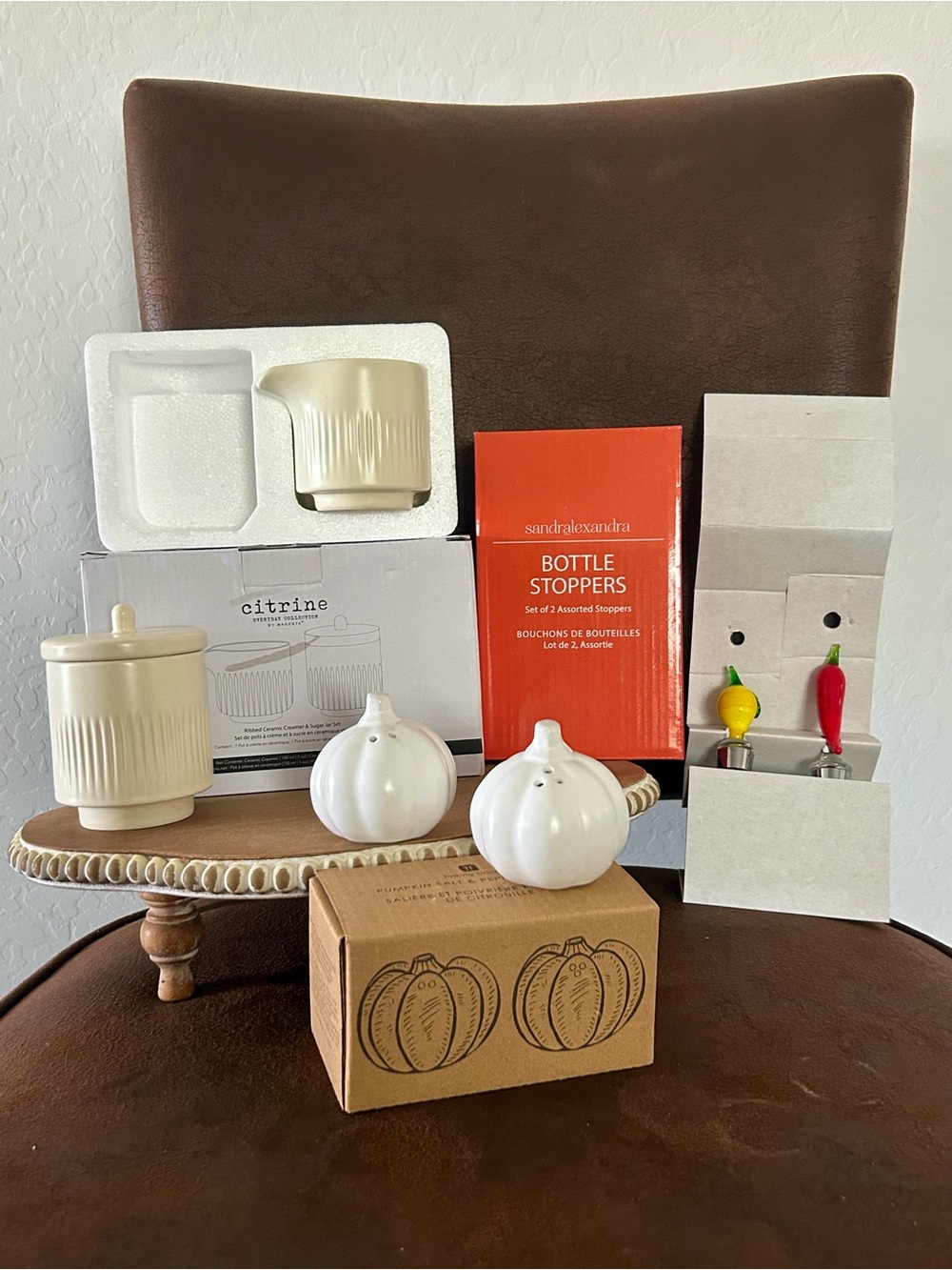 NEW Never Used!  Sugar & Creamer, Pumpkin Salt & Pepper Sets & Lemon Pepper